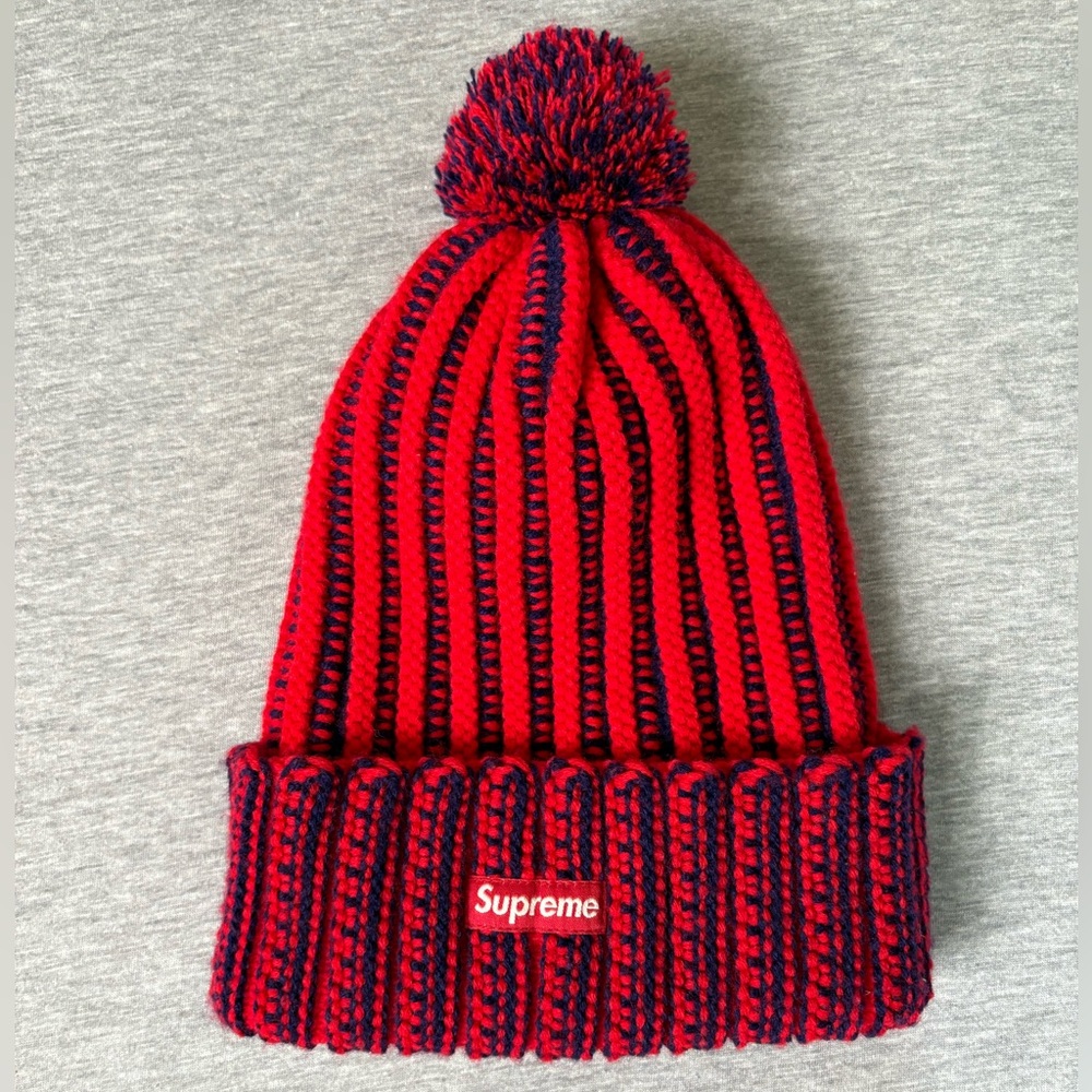 Supreme Red and Navy Beanie